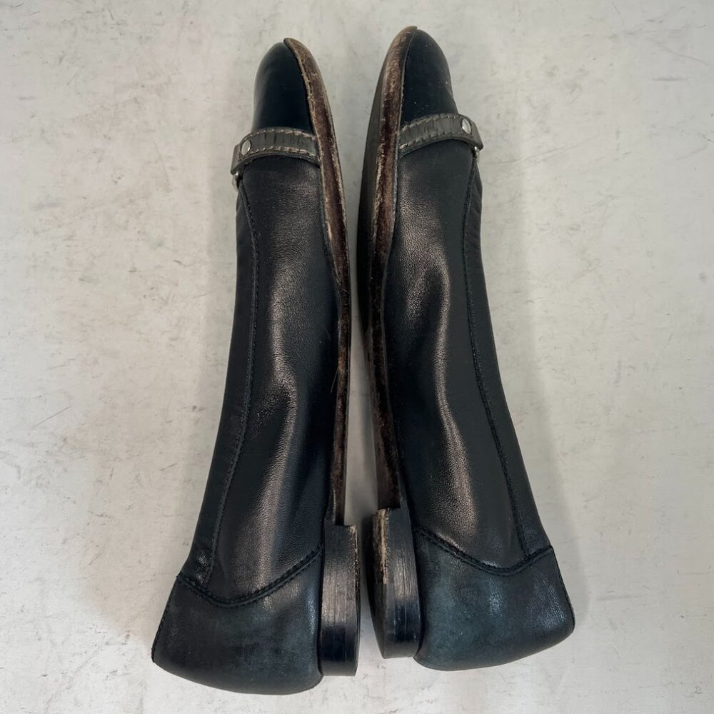 AGL Ballet Flats Cap Toe Black Leather Ballet Flats 35.5 - Picture 3 of 9